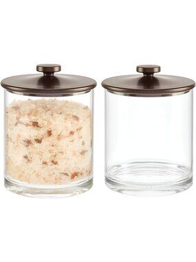 Medium Apothecary Storage Organizer Canister Jars - Acrylic Containers, 2 Pack